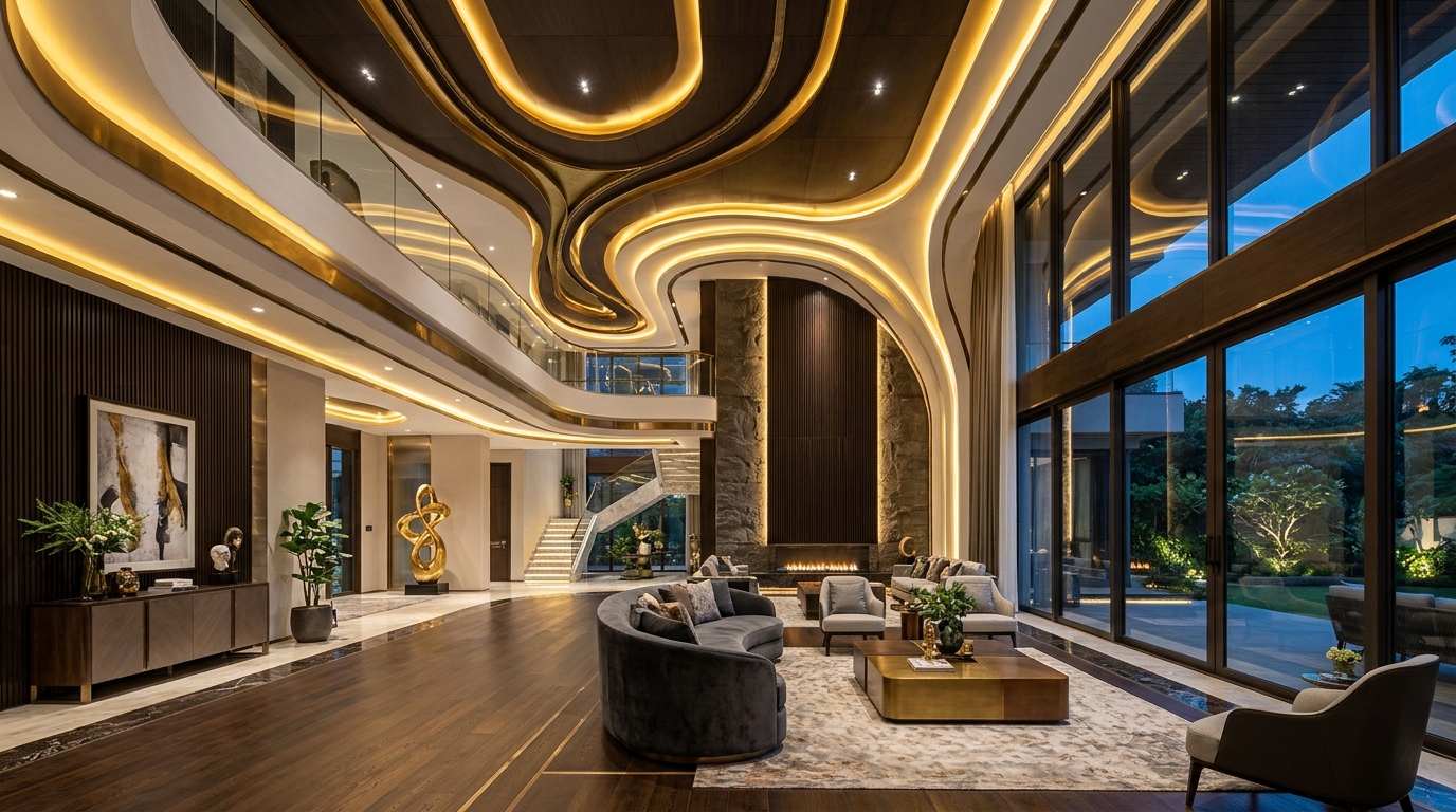Architectural Curved Cove False Ceiling Design